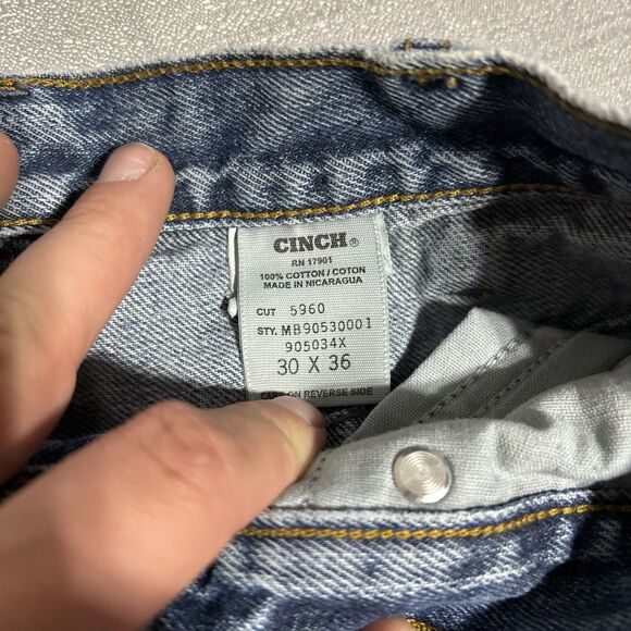 Lot of 2 Cinch Jeans Straight Leg Jeans 30 x 36 & 31 x 36 Western medium wash - Picture 6 of 15
